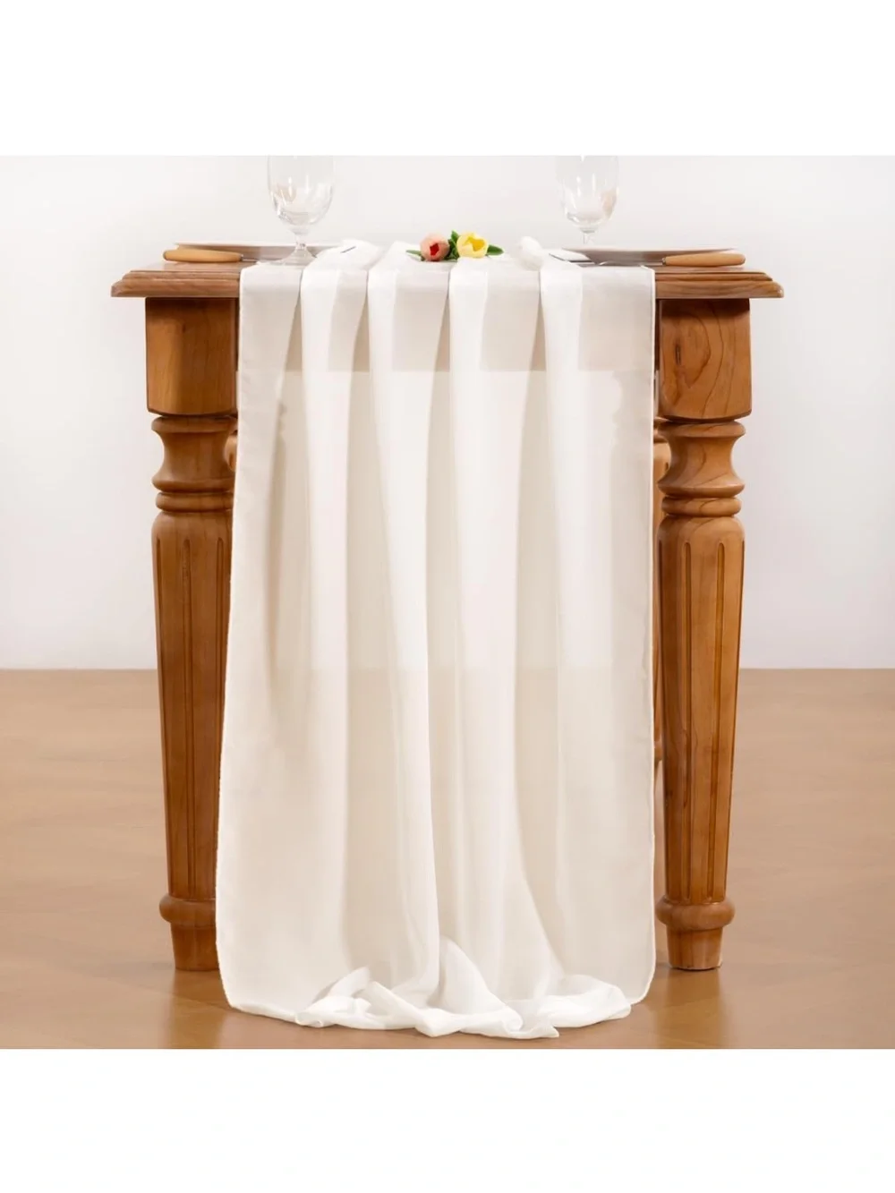 Whit chiffon table runner/ cover for wedding decoration